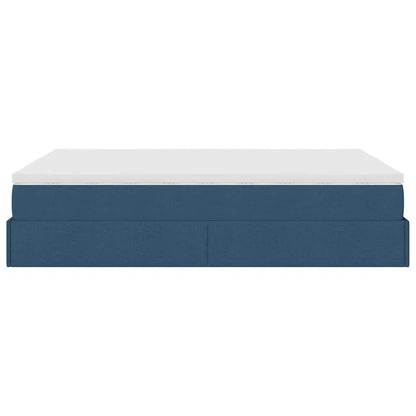 Ottoman-Bett mit Matratze Blau 140x200 cm Stoff
