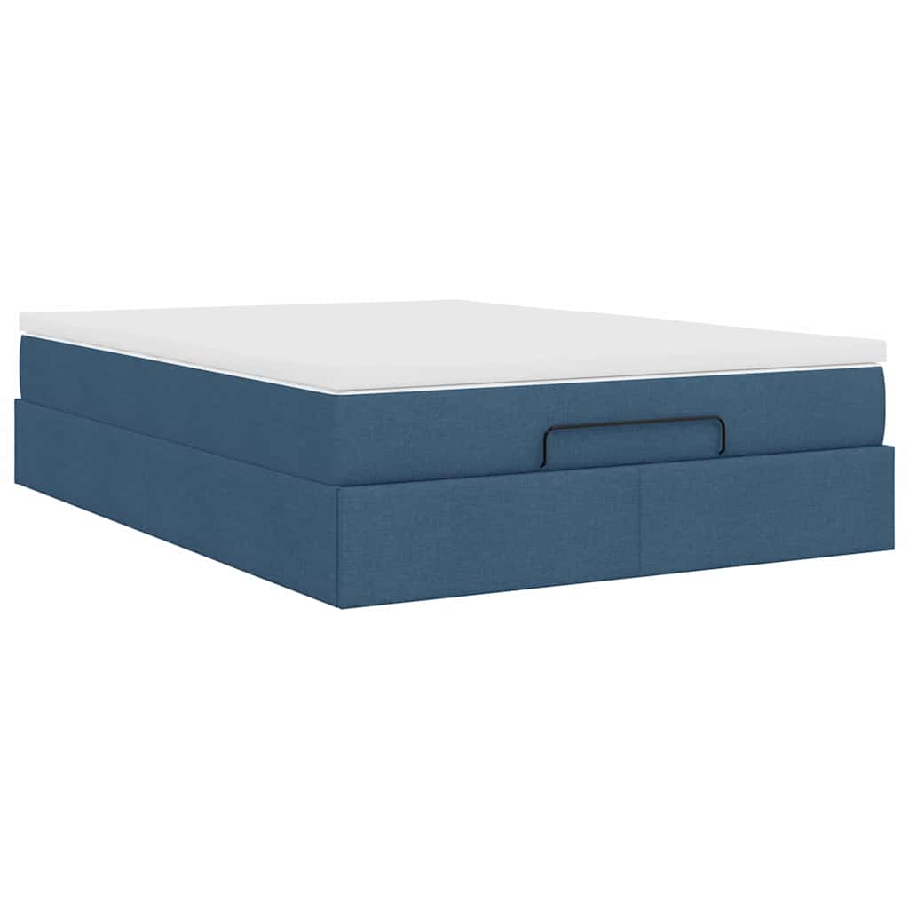 Ottoman-Bett mit Matratze Blau 140x200 cm Stoff