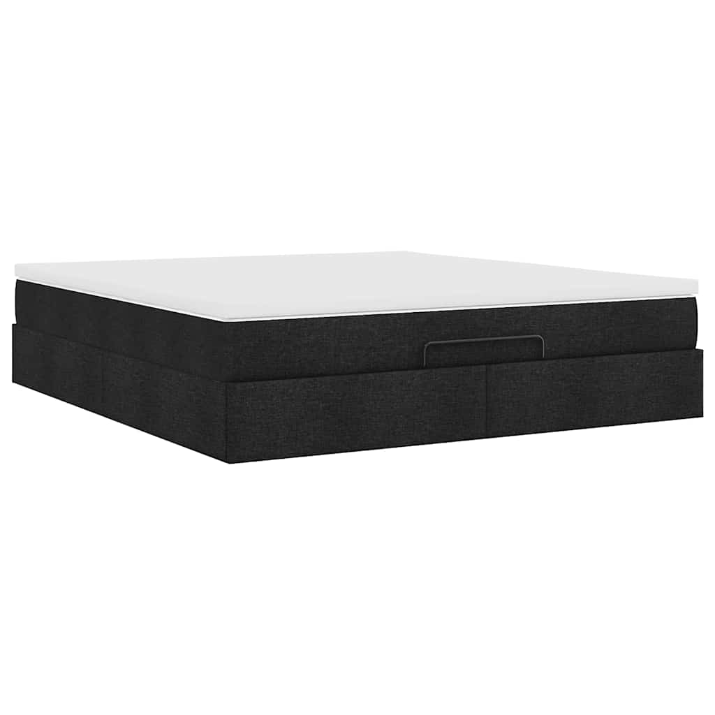 Ottoman-Bett mit Matratze Schwarz 160x200 cm Stoff