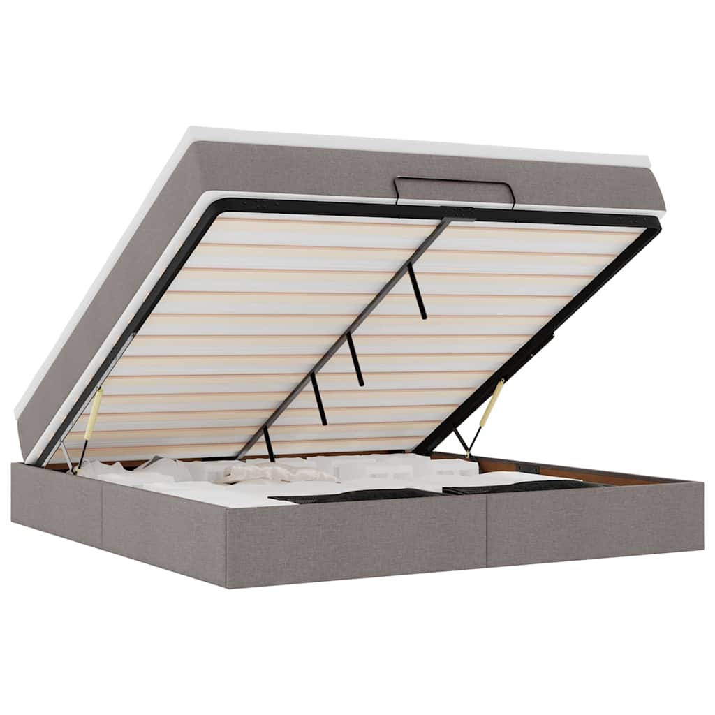 Ottoman-Bett mit Matratze Taupe 160x200 cm Stoff