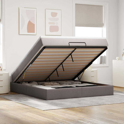 Ottoman-Bett mit Matratze Taupe 160x200 cm Stoff