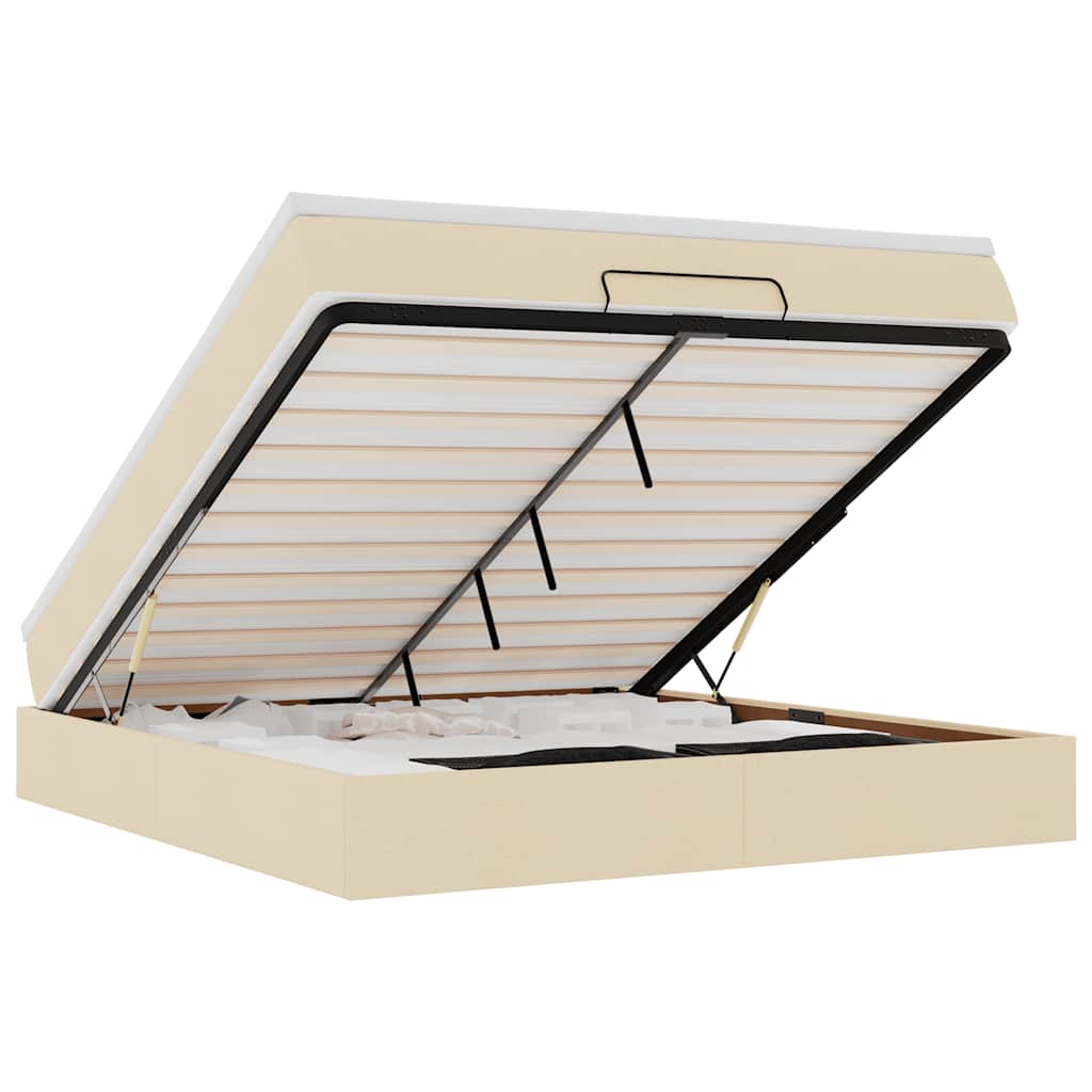 Ottoman-Bett mit Matratze Creme 160x200 cm Stoff