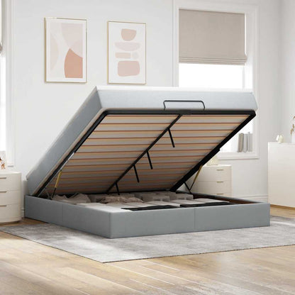 Ottoman-Bett mit Matratze Hellgrau 180x200 cm Stoff