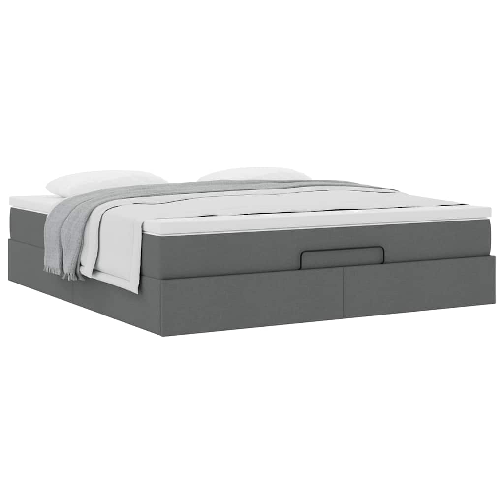 Lit ottoman avec matelas en tissu gris foncé 180x200 cm