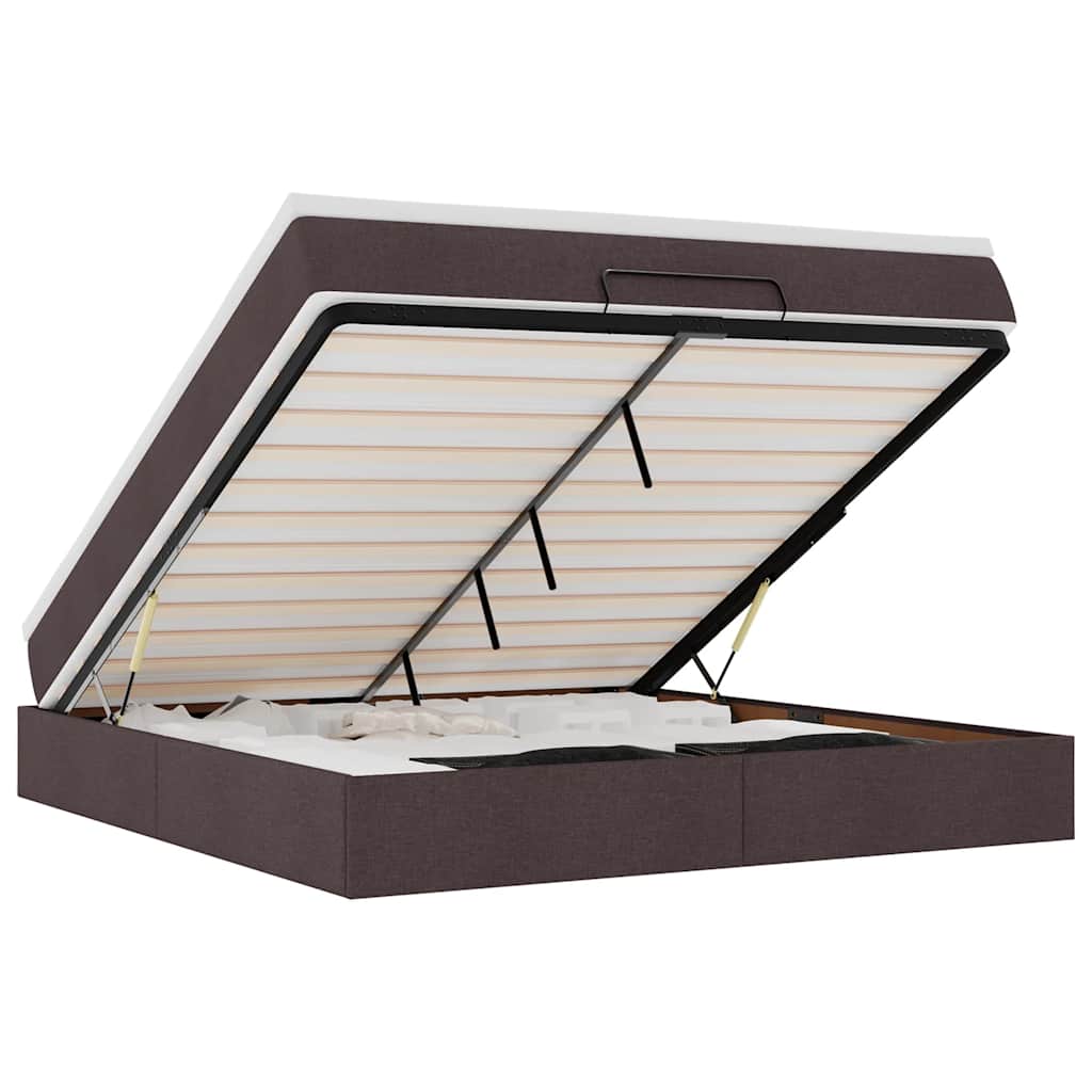 Ottoman bed with mattress dark brown 180x200 cm fabric