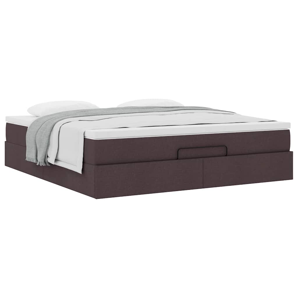 Ottoman bed with mattress dark brown 180x200 cm fabric