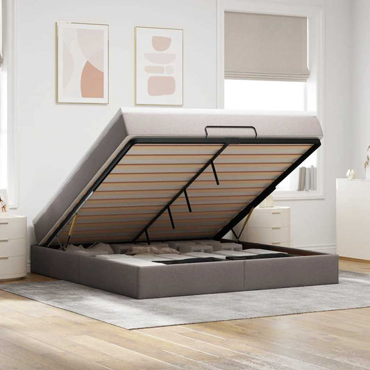 Ottoman-Bett mit Matratze Taupe 180x200 cm Stoff