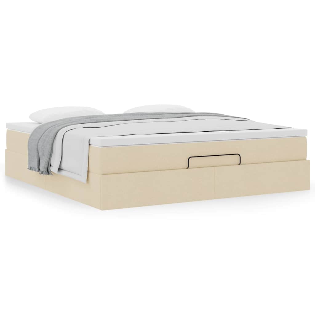 Ottoman-Bett mit Matratze Creme 180x200 cm Stoff