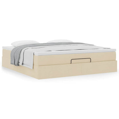 Ottoman-Bett mit Matratze Creme 180x200 cm Stoff