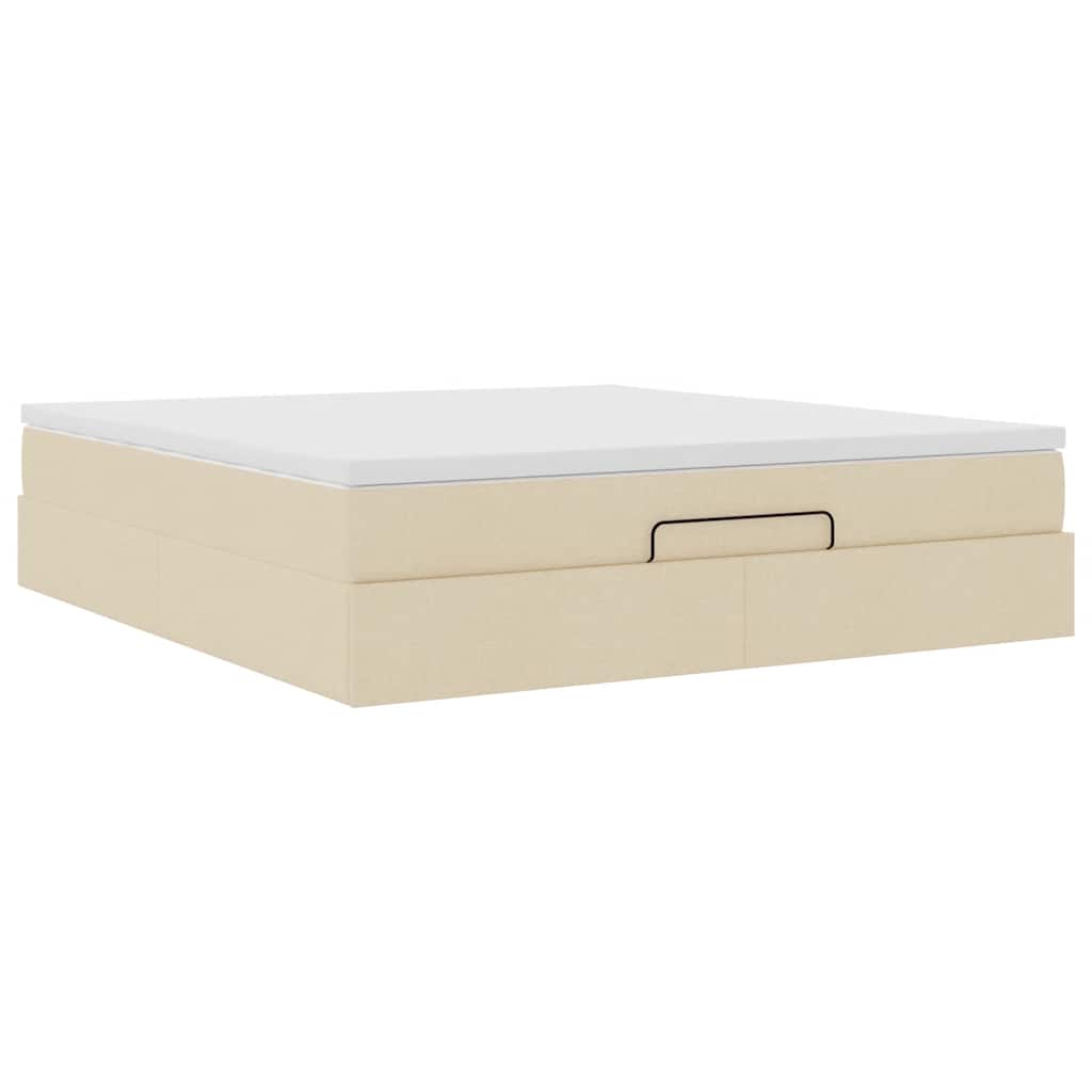 Ottoman-Bett mit Matratze Creme 180x200 cm Stoff