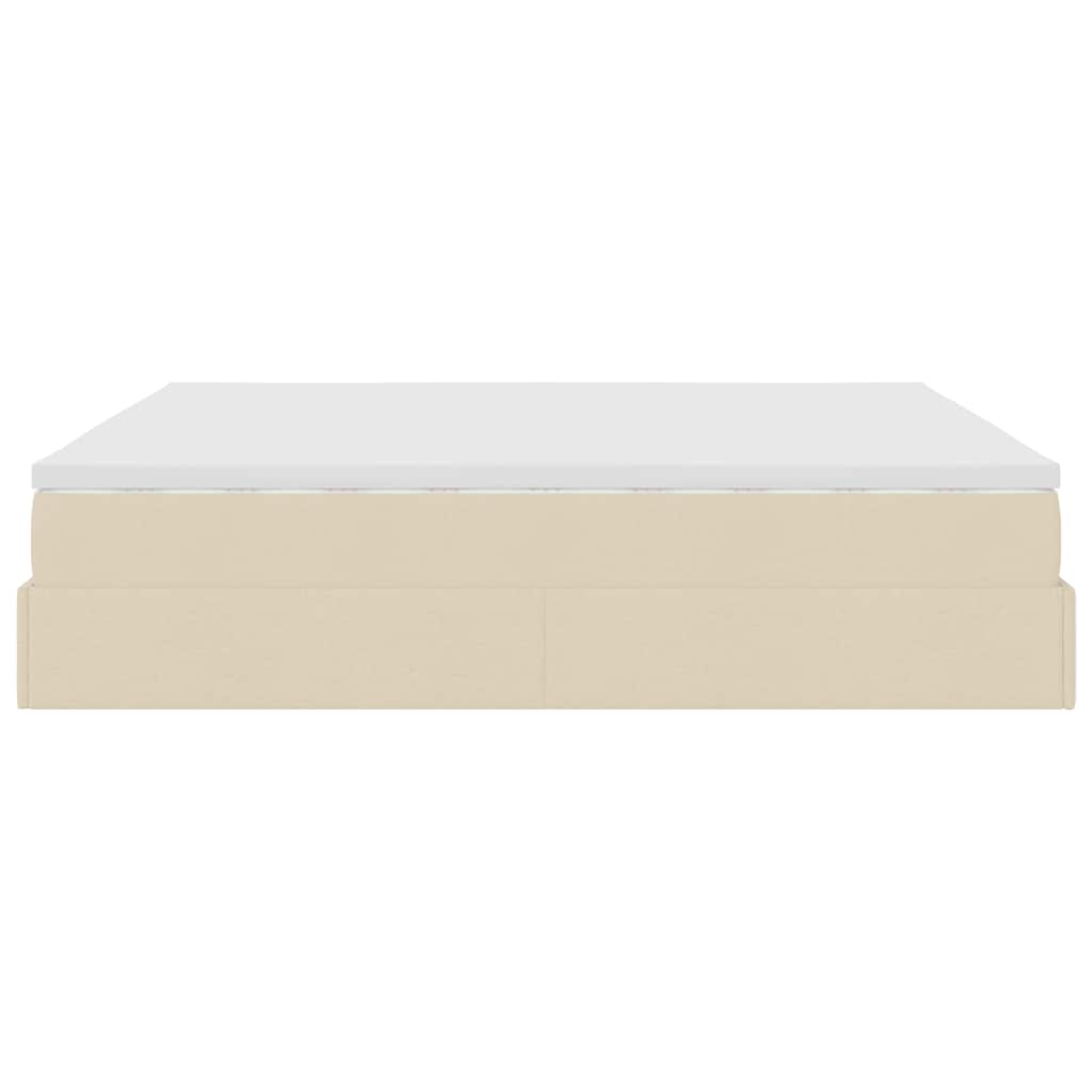 Ottoman-Bett mit Matratze Creme 180x200 cm Stoff