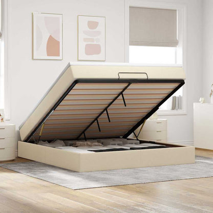 Ottoman-Bett mit Matratze Creme 180x200 cm Stoff