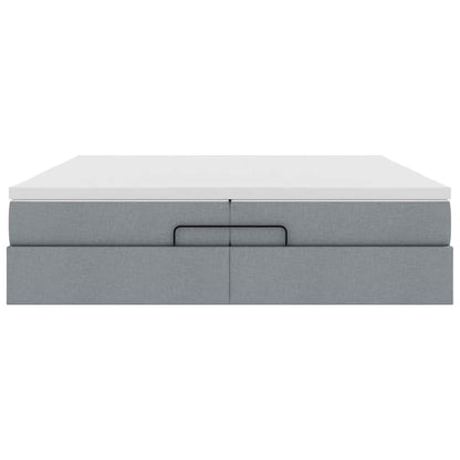 Ottoman-Bett mit Matratzen Hellgrau 200x200 cm Stoff