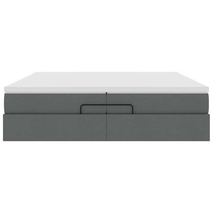 Ottoman-Bett mit Matratzen Dunkelgrau 200x200 cm Stoff