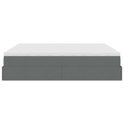 Ottoman-Bett mit Matratzen Dunkelgrau 200x200 cm Stoff