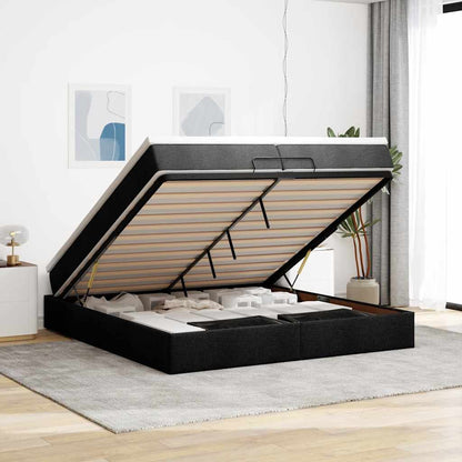 Ottoman-Bett mit Matratzen Schwarz 200x200 cm Stoff