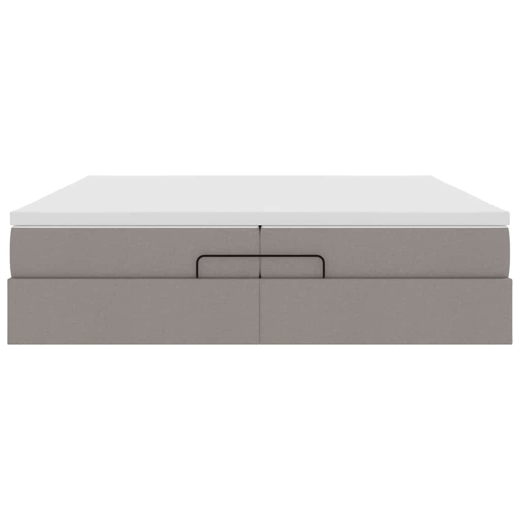 Ottoman-Bett mit Matratzen Taupe 200x200 cm Stoff