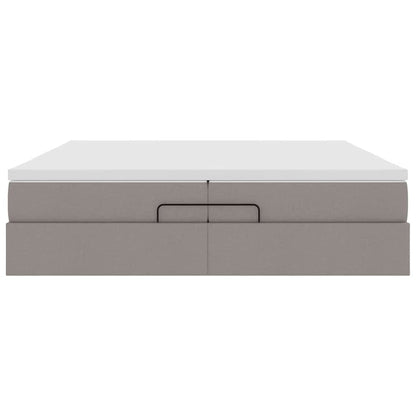Ottoman-Bett mit Matratzen Taupe 200x200 cm Stoff