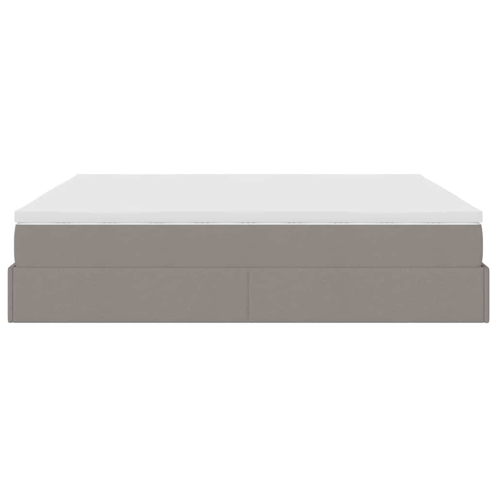Ottoman-Bett mit Matratzen Taupe 200x200 cm Stoff