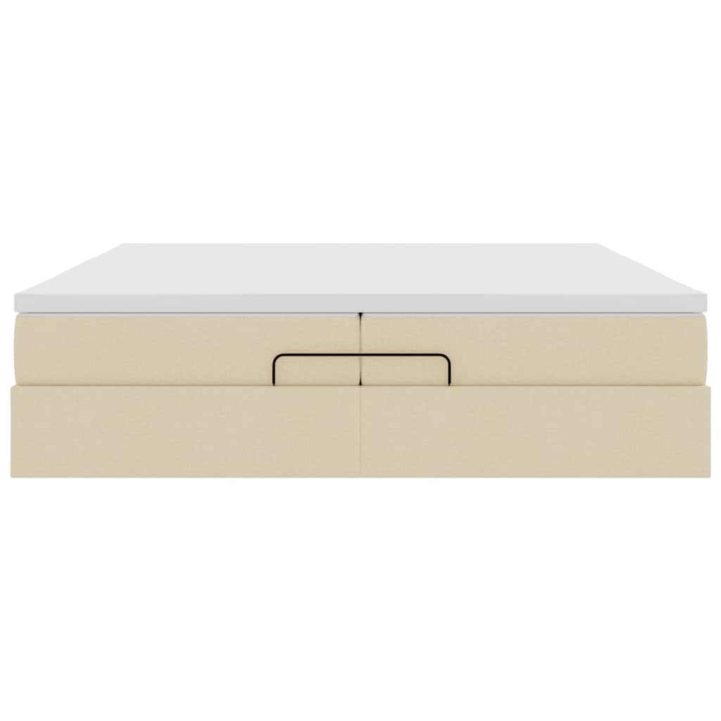 Ottoman-Bett mit Matratzen Creme 200x200 cm Stoff