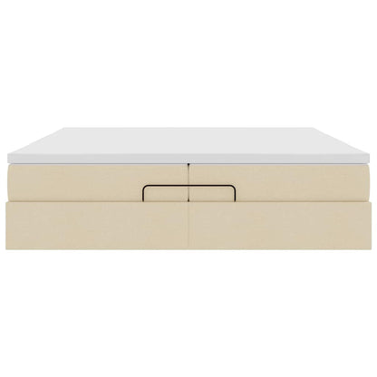 Ottoman-Bett mit Matratzen Creme 200x200 cm Stoff