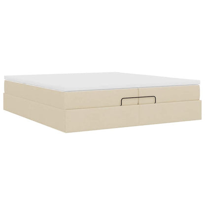 Ottoman-Bett mit Matratzen Creme 200x200 cm Stoff