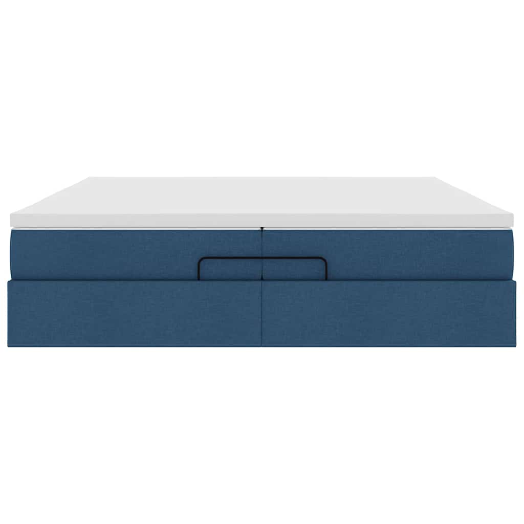 Ottoman-Bett mit Matratzen Blau 200x200 cm Stoff