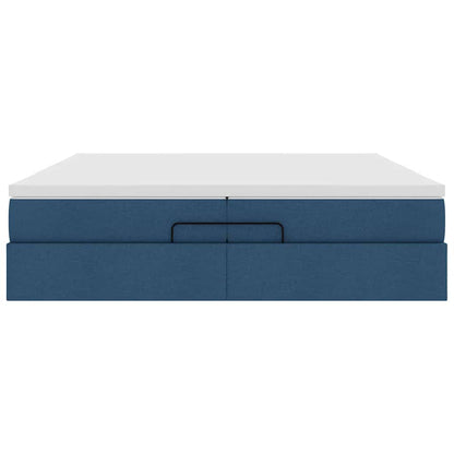 Ottoman-Bett mit Matratzen Blau 200x200 cm Stoff
