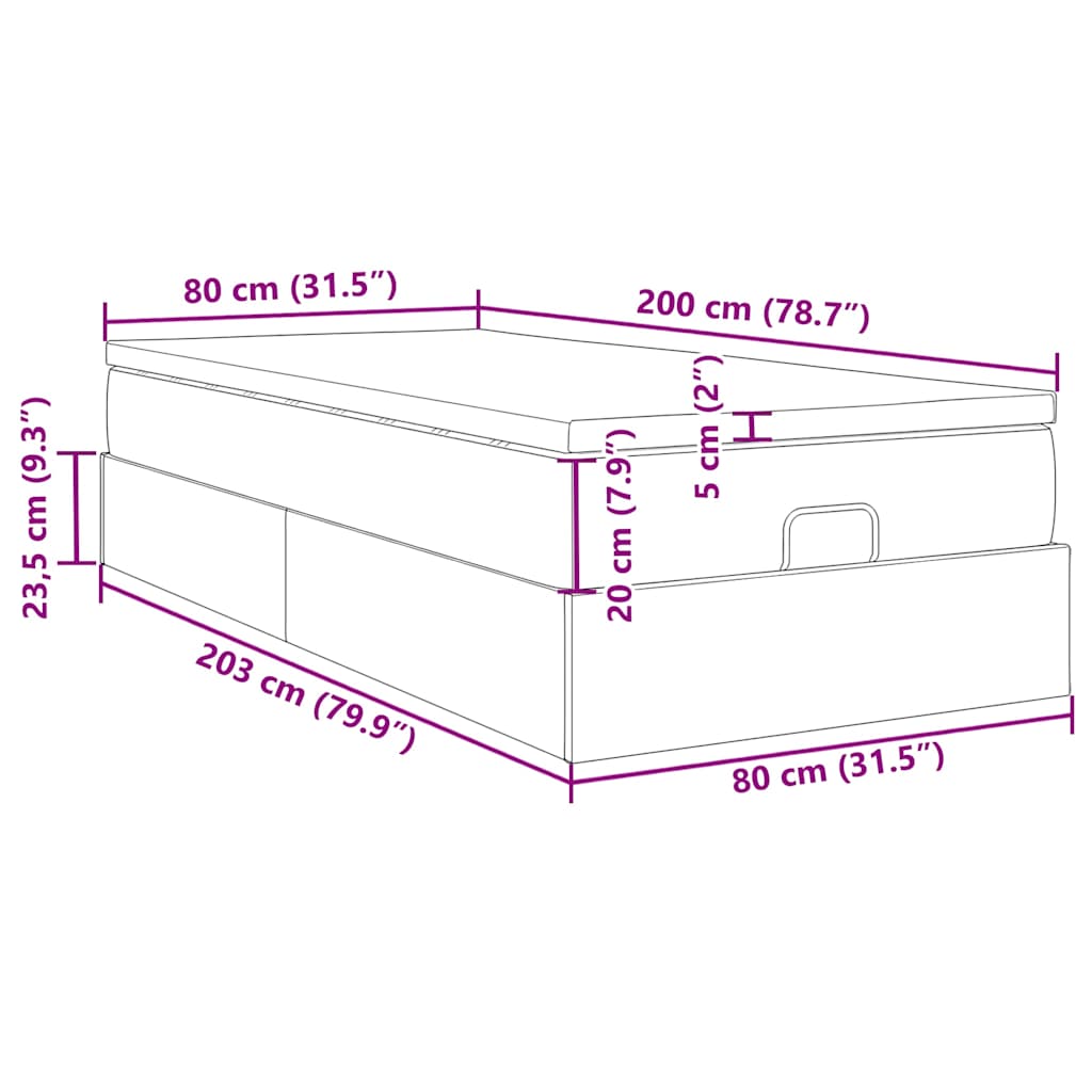 Ottoman-Bett mit Matratze Dunkelgrau 80x200 cm Samt