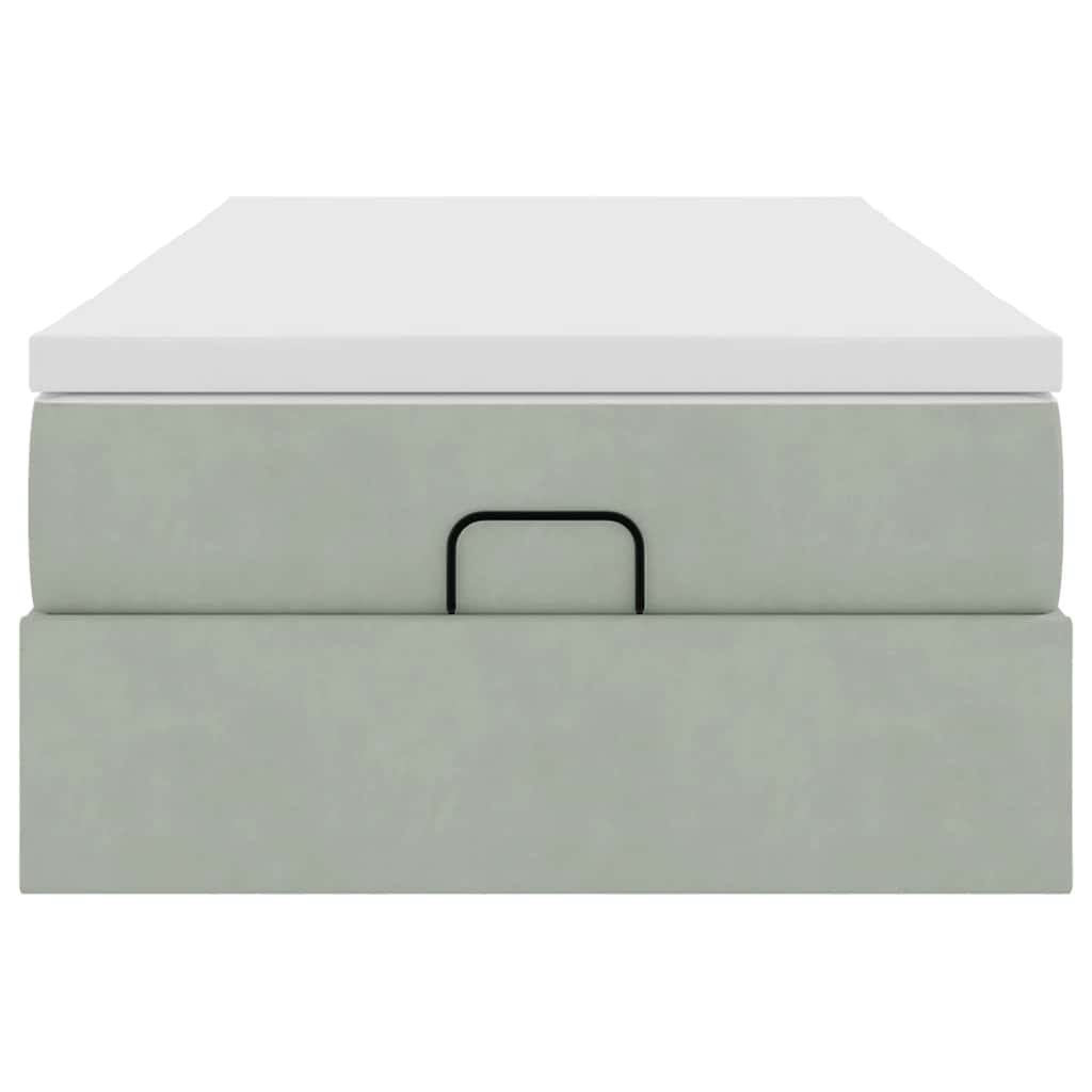 Ottoman-Bett mit Matratze Hellgrau 90x190 cm Samt