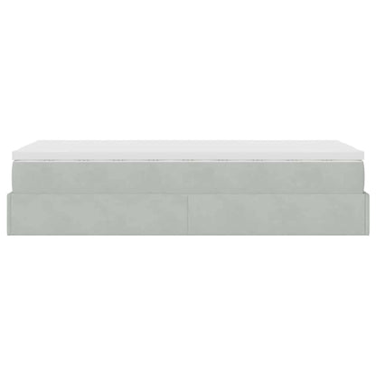 Ottoman-Bett mit Matratze Hellgrau 90x190 cm Samt