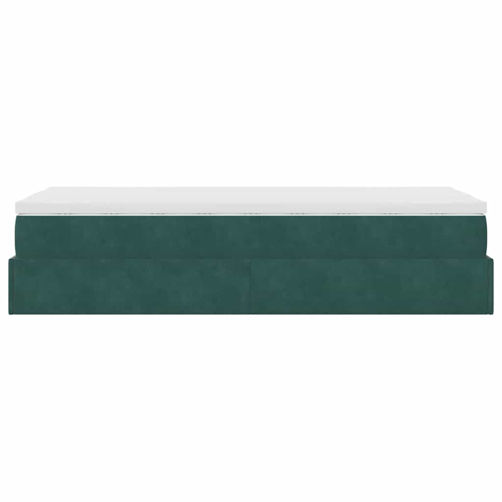 Ottoman-Bett mit Matratze Dunkelgrün 90x190 cm Samt