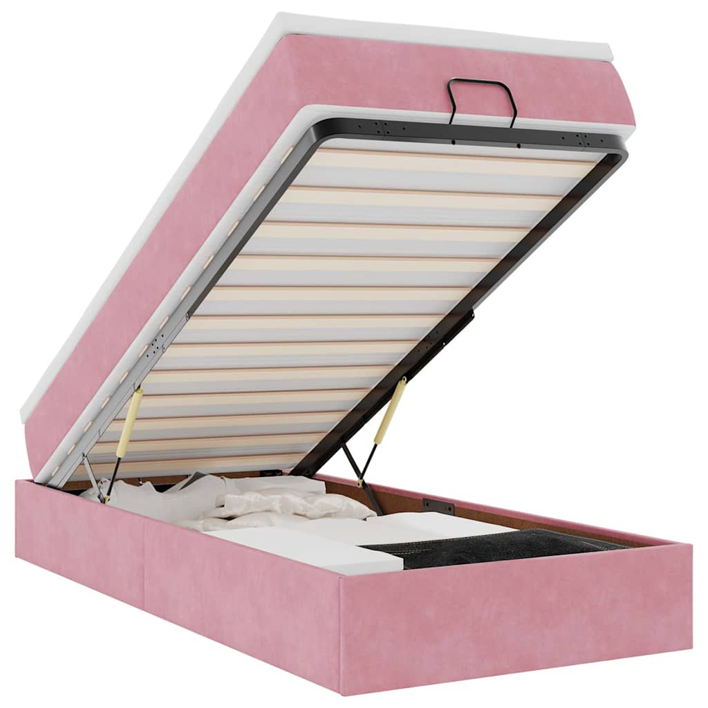 Ottoman-Bett mit Matratze Rosa 90x190 cm Samt