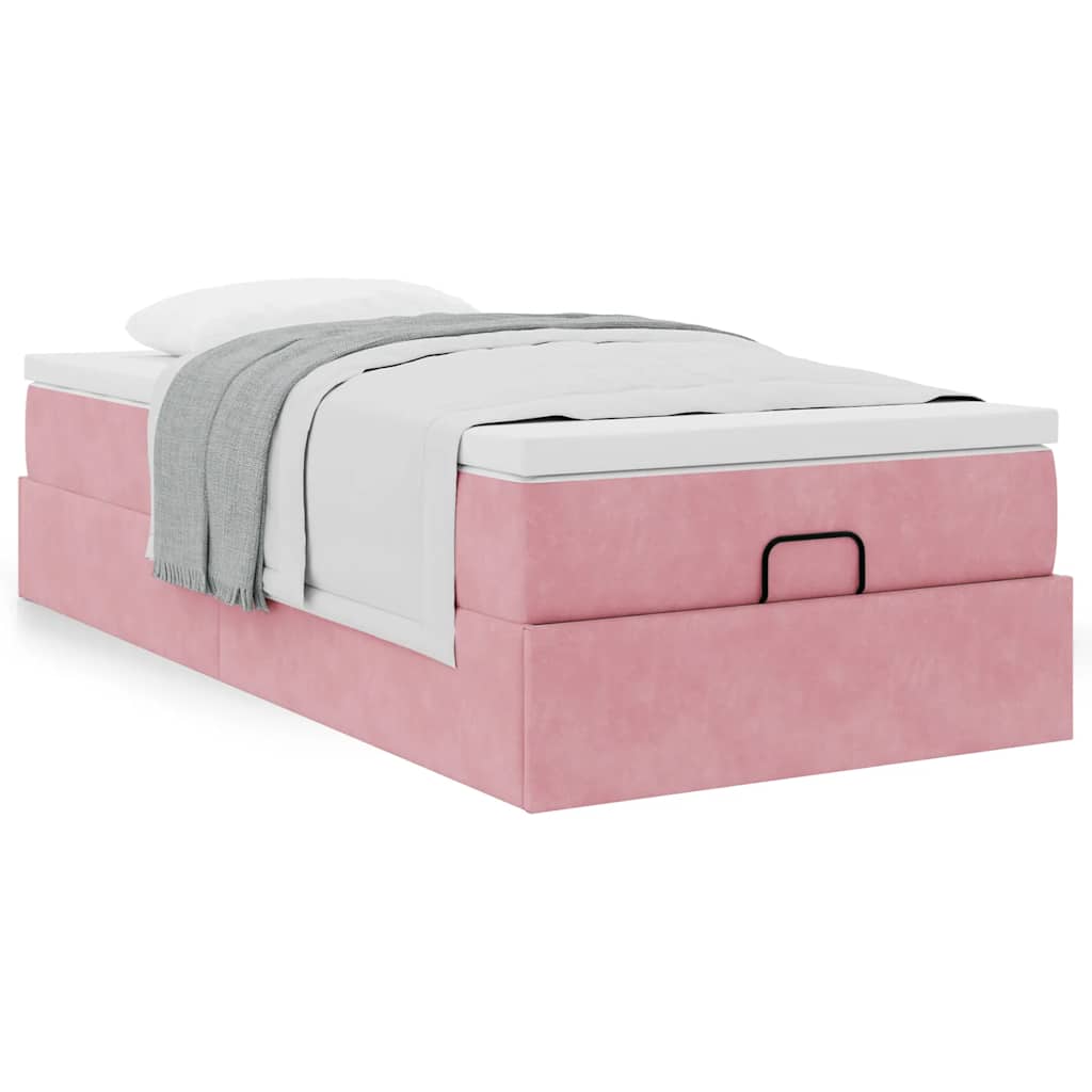 Ottoman-Bett mit Matratze Rosa 90x190 cm Samt
