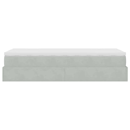 Ottoman-Bett mit Matratze Hellgrau 90x200 cm Samt