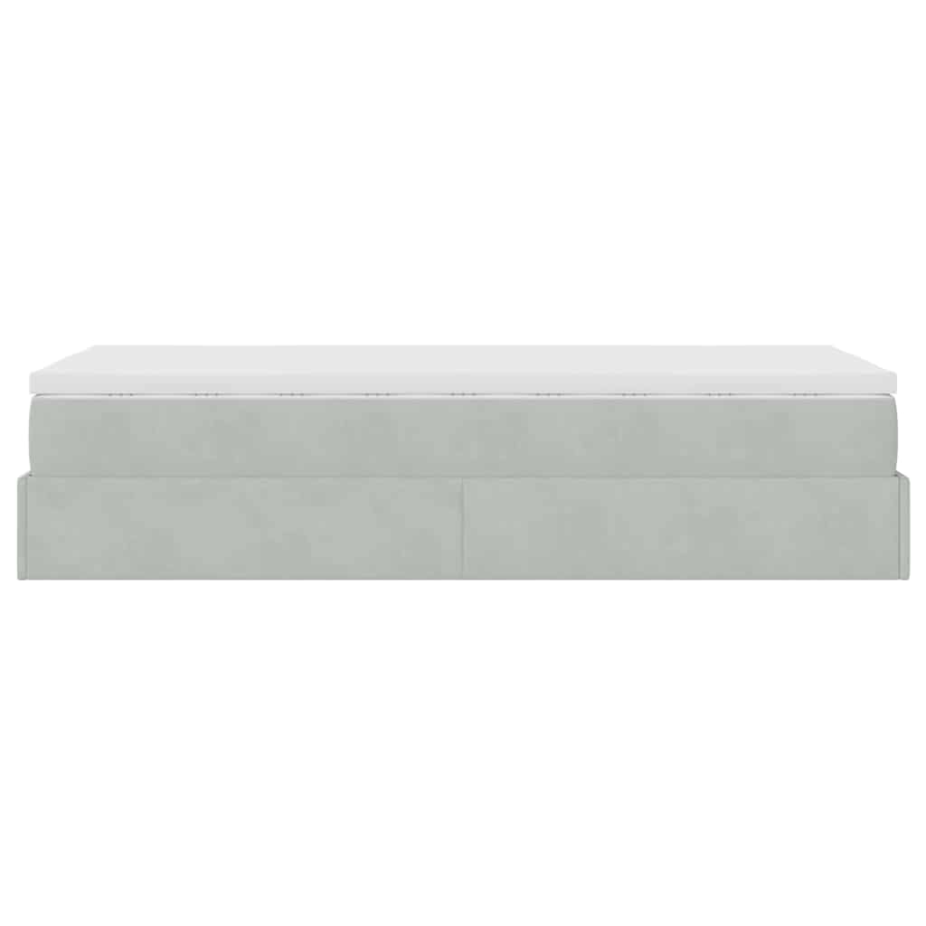 Ottoman-Bett mit Matratze Hellgrau 90x200 cm Samt