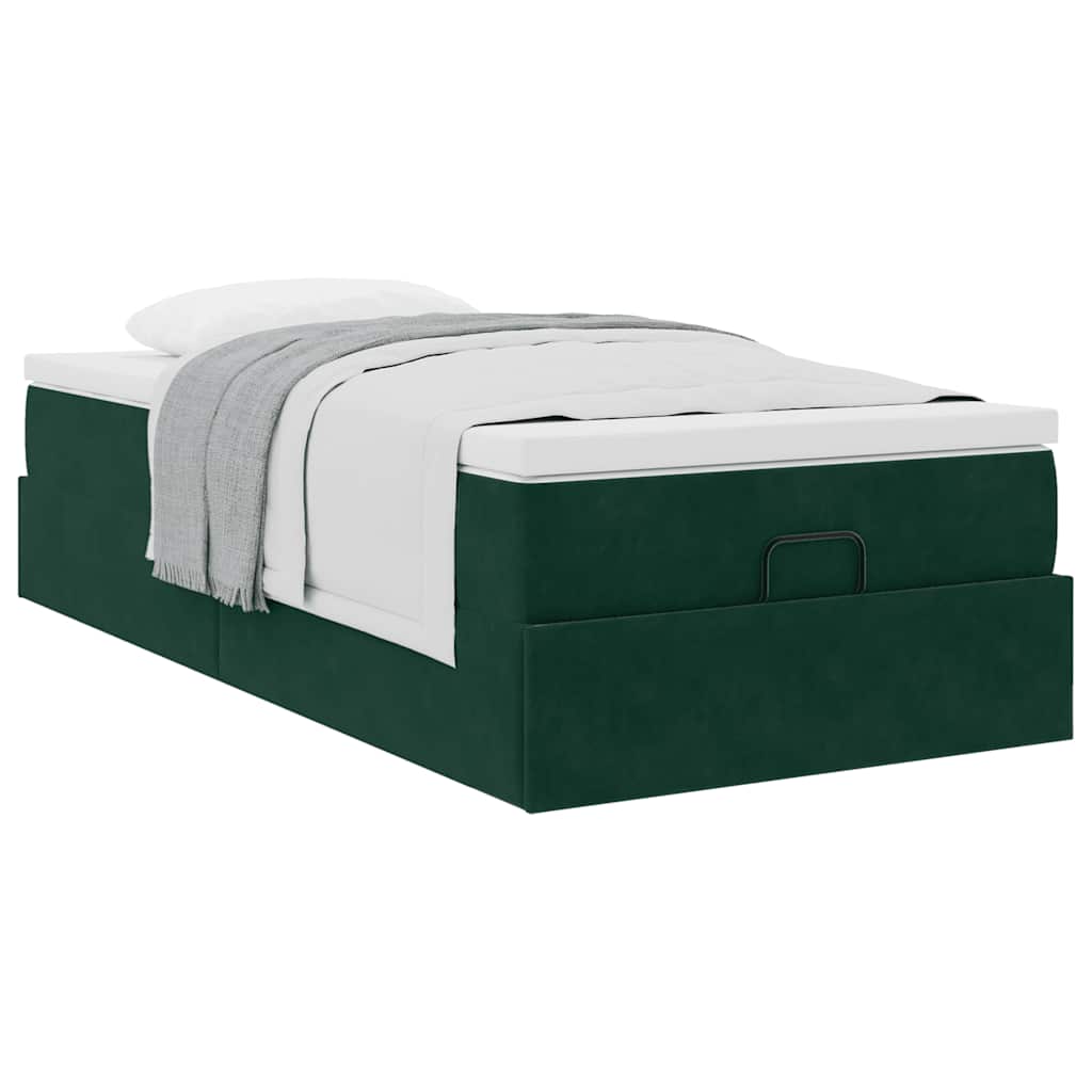 Ottoman-Bett mit Matratze Dunkelgrün 90x200 cm Samt