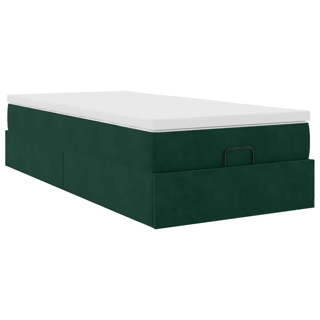 Ottoman-Bett mit Matratze Dunkelgrün 90x200 cm Samt