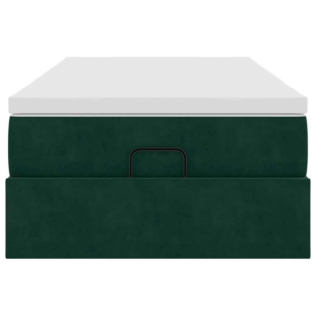 Ottoman-Bett mit Matratze Dunkelgrün 90x200 cm Samt