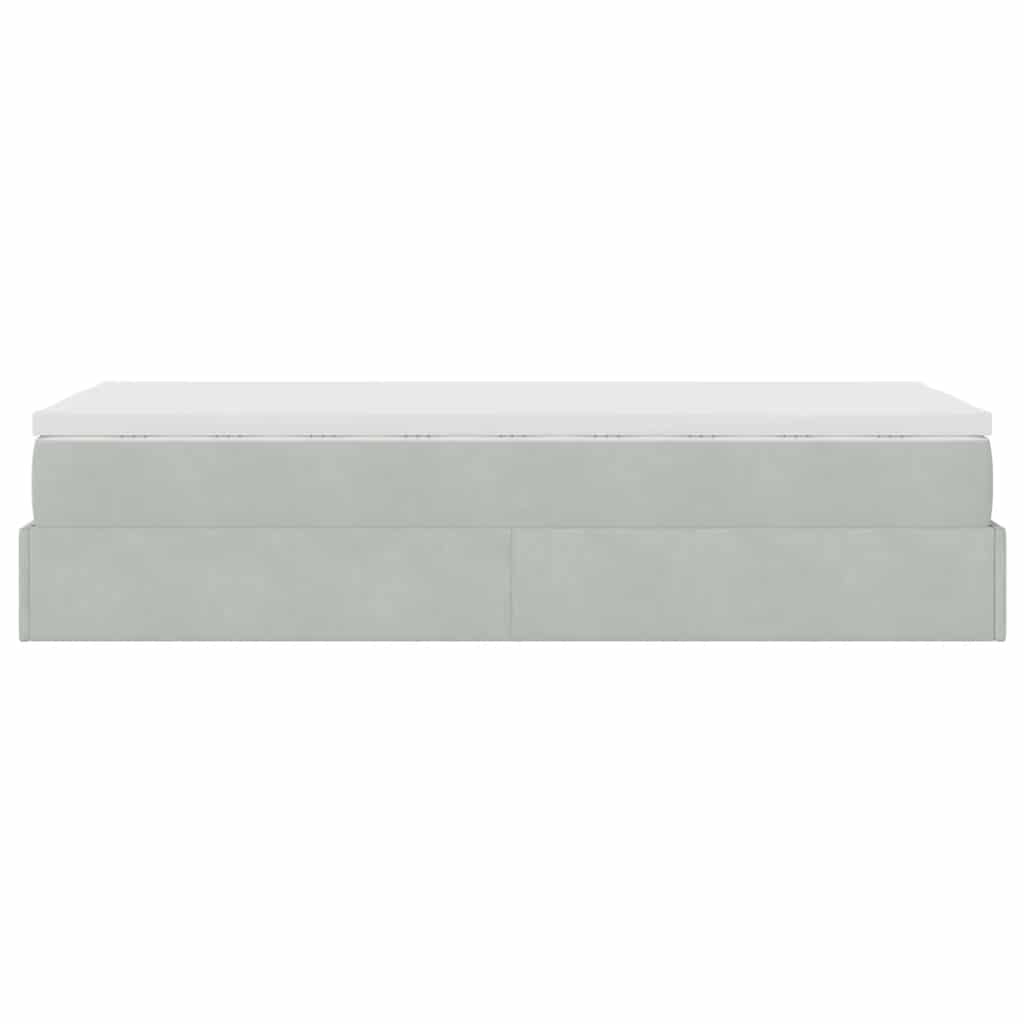 Ottoman-Bett mit Matratze Hellgrau 100x200 cm Samt