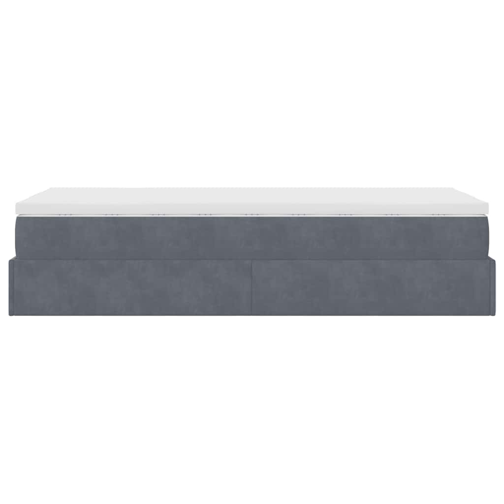 Ottoman bed with mattress dark grey 100x200 cm velvet