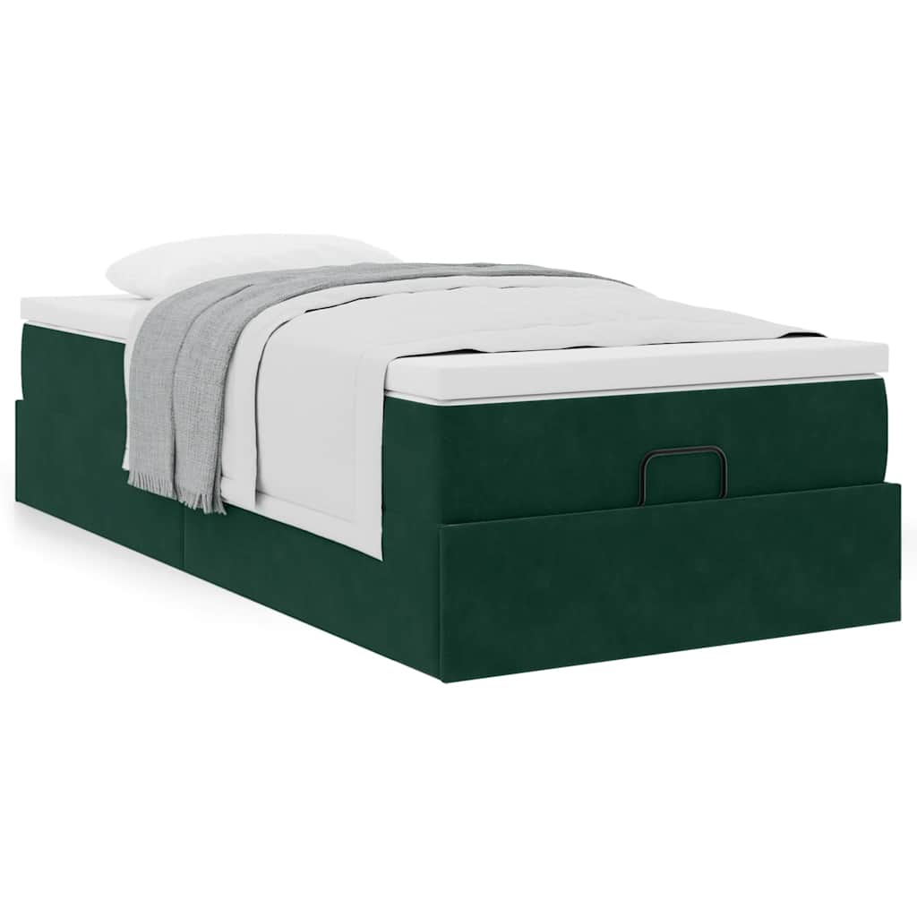 Ottoman-Bett mit Matratze Dunkelgrün 100x200 cm Samt