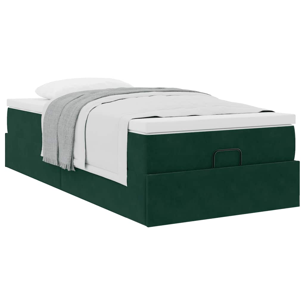 Ottoman-Bett mit Matratze Dunkelgrün 100x200 cm Samt