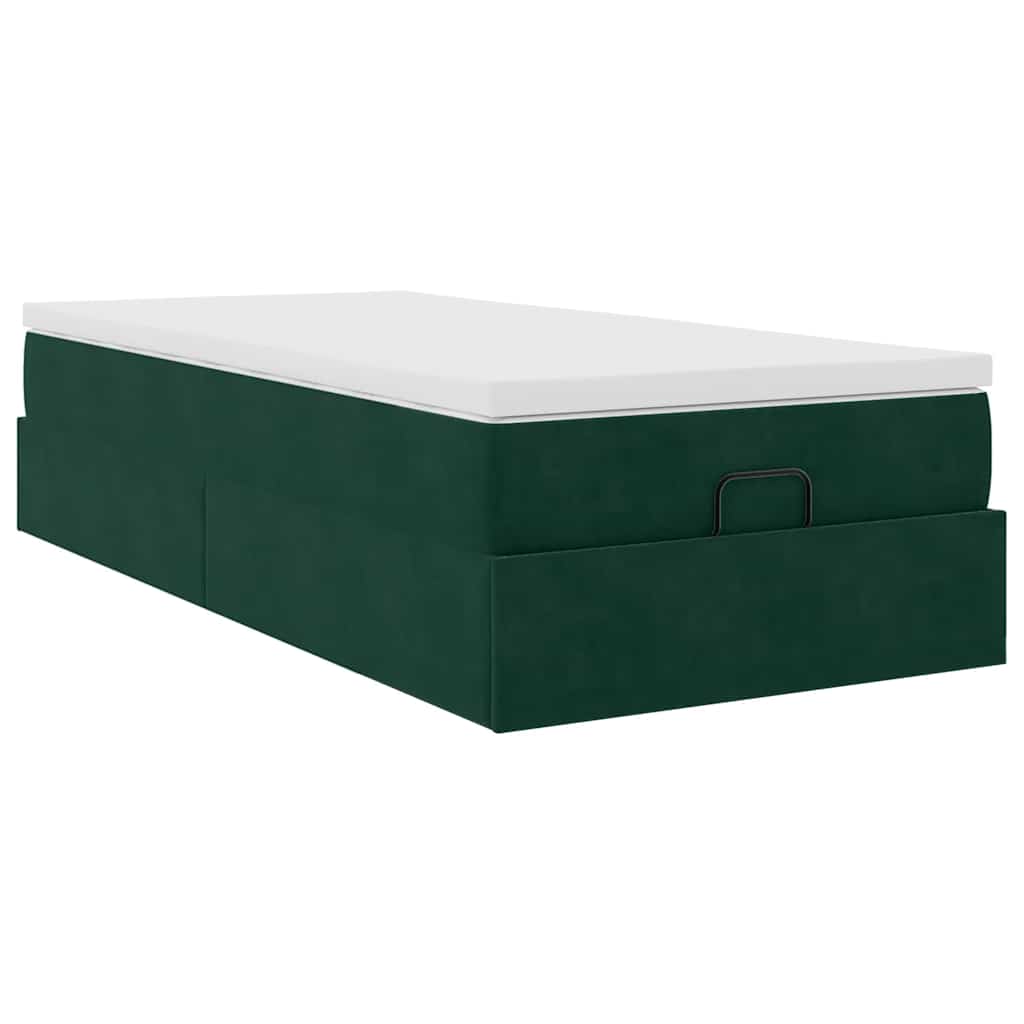 Ottoman-Bett mit Matratze Dunkelgrün 100x200 cm Samt