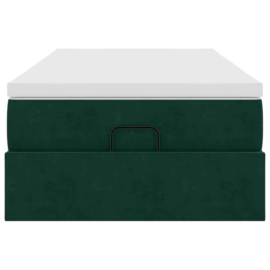 Ottoman-Bett mit Matratze Dunkelgrün 100x200 cm Samt