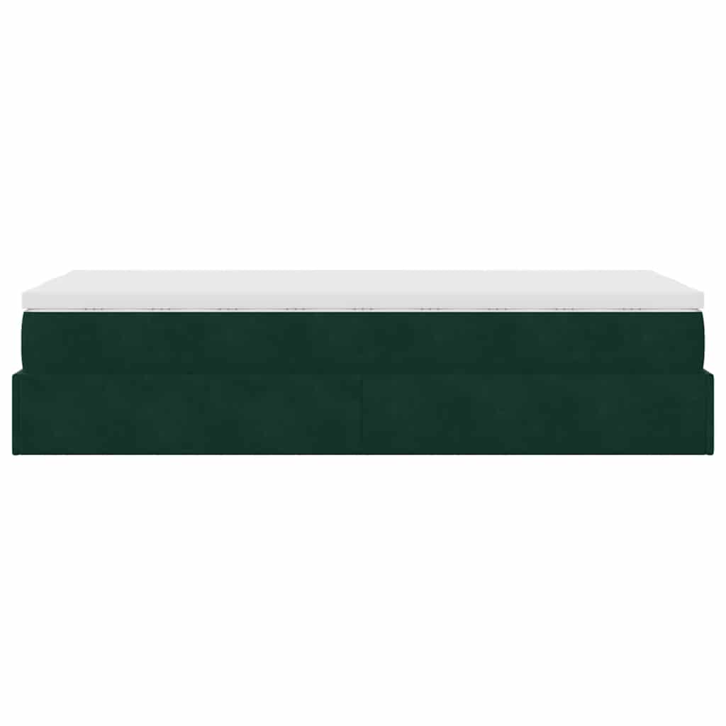 Ottoman-Bett mit Matratze Dunkelgrün 100x200 cm Samt