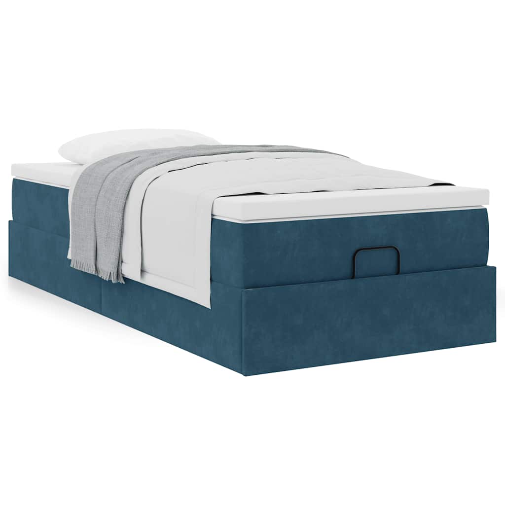 Ottoman-Bett mit Matratze Dunkelblau 100x200 cm Samt