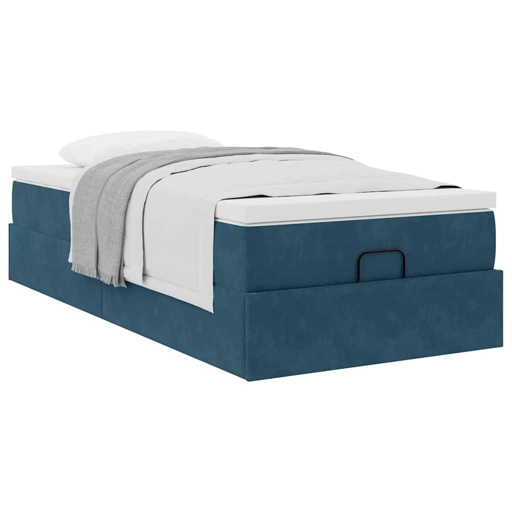 Ottoman-Bett mit Matratze Dunkelblau 100x200 cm Samt