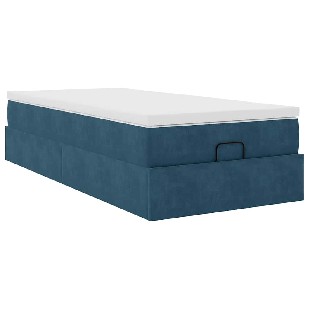 Ottoman-Bett mit Matratze Dunkelblau 100x200 cm Samt