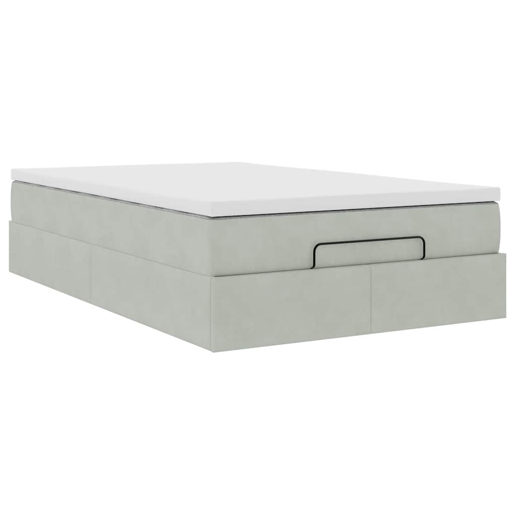Ottomanische Bett mit Matratze Hellgrau 120x190 cm Samt